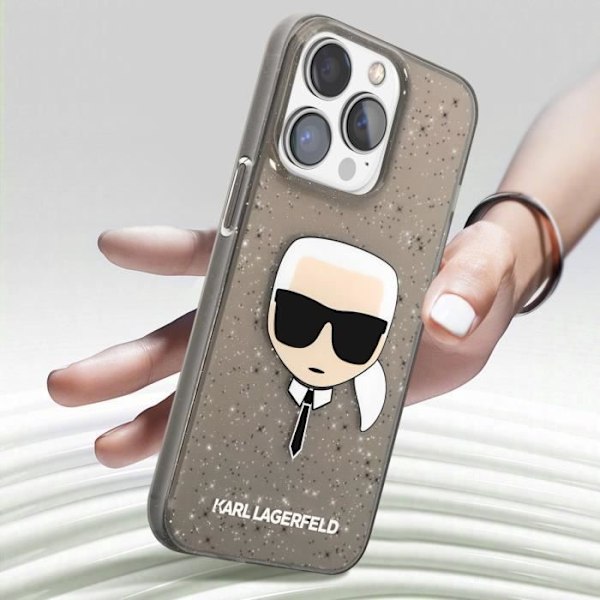 Glitter Cover til iPhone 13 Pro Smoke Finish Karl Lagerfeld Transparent Sort Svart