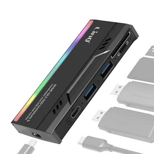 USB Hub - LinQ - SSD Hard Disk Drive - 2 USB Ports - TF Card Reader - Black