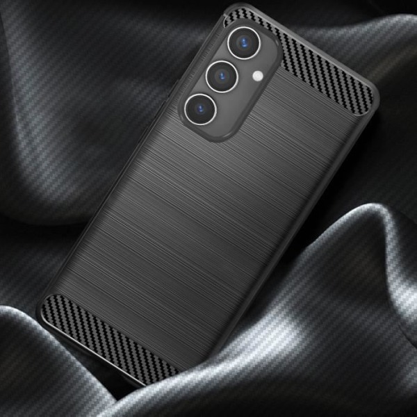 Cover til Samsung Galaxy A55 Flexible Carbon Effect Sort Svart