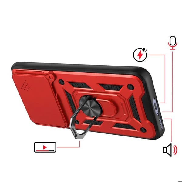 Coque Ring til Redmi Note 15 4G med Skydelåg til Kamera Mayaxess Rød Röd