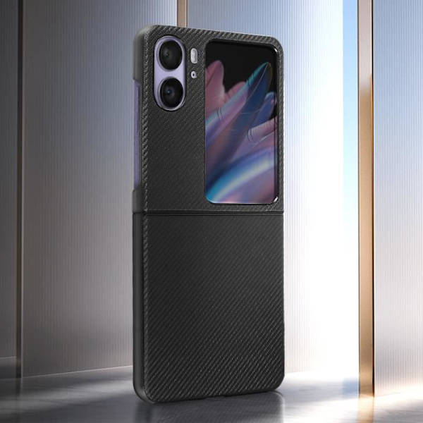 AVIZAR fodral till Oppo Find N2 Flip - Carbon design - Svart - Omslutande hörn Svart