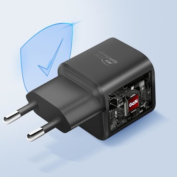 USB C-laddare - Swissten - 20W - GaN - Snabbladdning - Power Delivery Svart