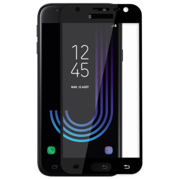 Galaxy J3 2017 Film Suojaa kestävä karkaistu lasi 9H kovuus musta ääriviiva