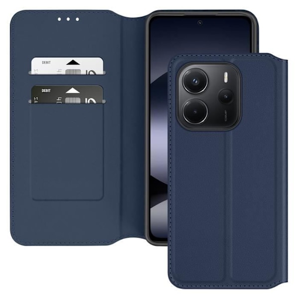 Étui til Xiaomi Redmi Note 14 4G Klap Porte-Cartes og Video Støtte Blå Nat Blå