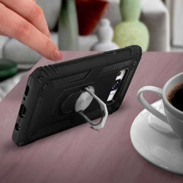 Coque - AVIZAR - Samsung Galaxy S8 - Bi materiale - Hold ring - Sort videostativ Svart