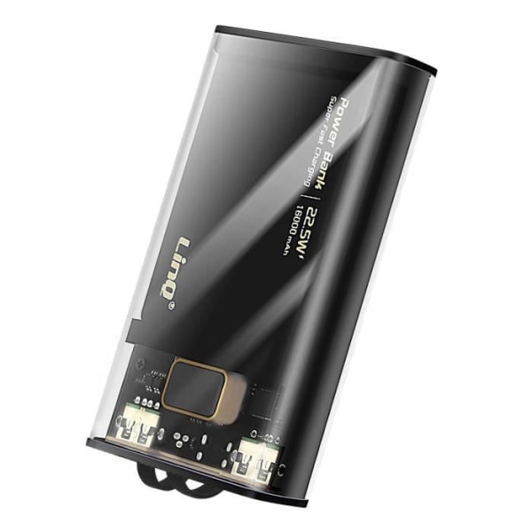 Powerbank 16000mAh USB-C + USB Supersnabbladdning 22,5W LED-skärm LinQ TM16003