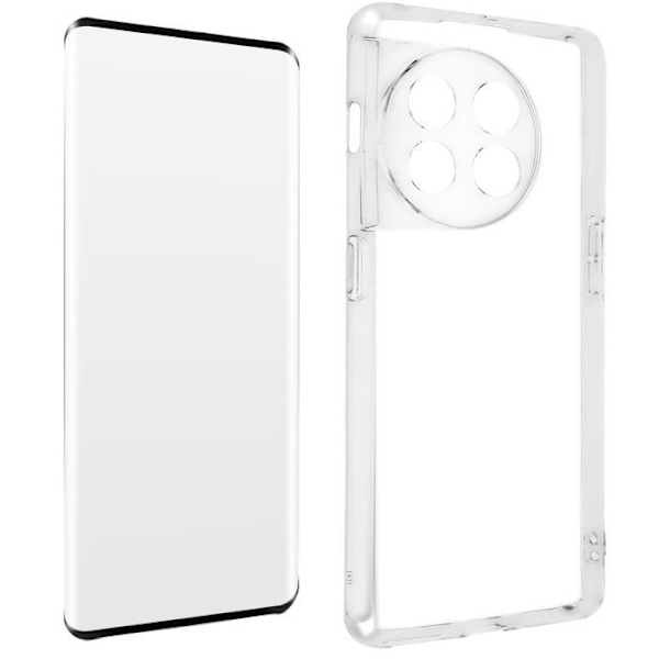 Etui til Oneplus 11 Silikone Gel og 9H hærdet glas sort omrids - AVIZAR - 360° fuld beskyttelse Svart