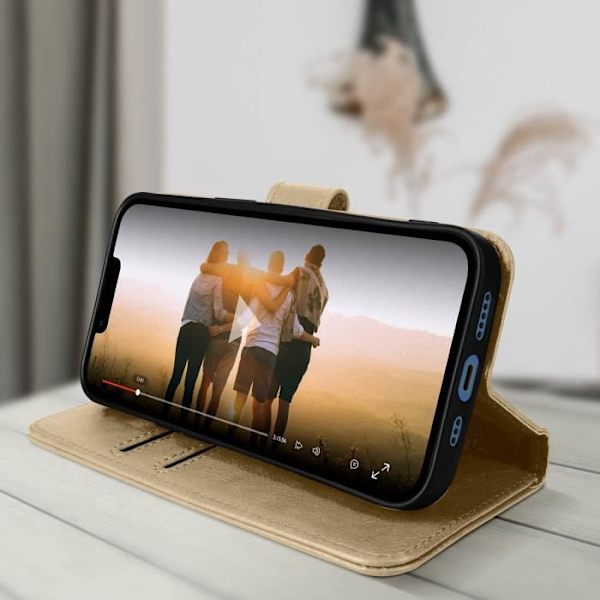 Housse iPhone 13 Pro Max - AVIZAR - Chesterfield - Videostöd - Plånbok - Gul Gul