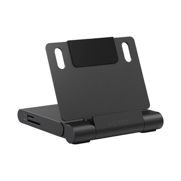 Tablet Stativ - SATECHI - Fleksibelt stativ med USB-C hub - 4K HDMI udgang - SD & USB kortlæser - Sort