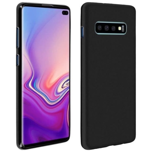 Etui - AVIZAR - Galaxy S10 Plus - Silikone Gel - Mat Sort - Fleksibel og modstandsdygtig Svart