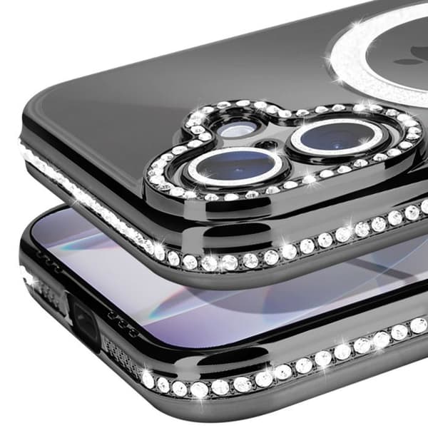 Magsafe Cover - ADVARSEL - iPhone 17 - Sort - Stenbesat - Beskyttelse mod stød og ridser Svart