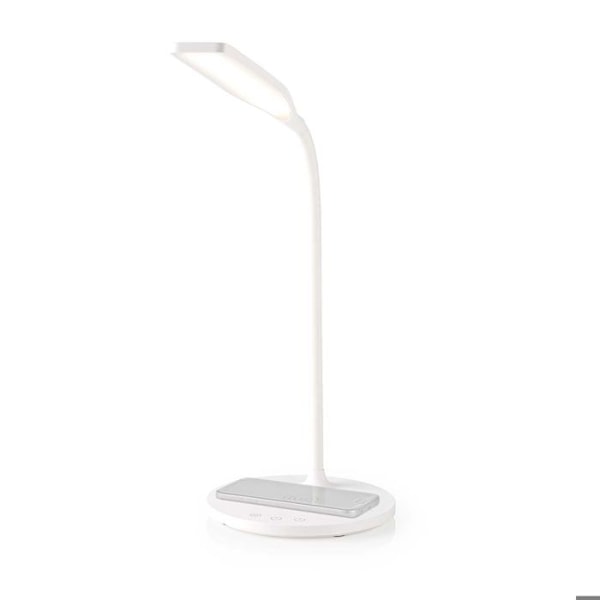 LED skrivebordslampe med dimmer og trådløs oplader 10 W Nedis hvid Vit