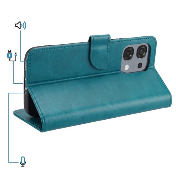 Folio Etui til Oppo A6 Pro Klassisk med Støttefunktion Turkis Blå