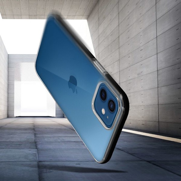 Akashi Musta Läpinäkyvä Takakuori iPhone 12 / 12 Pro Joustava Kromireunus Svart