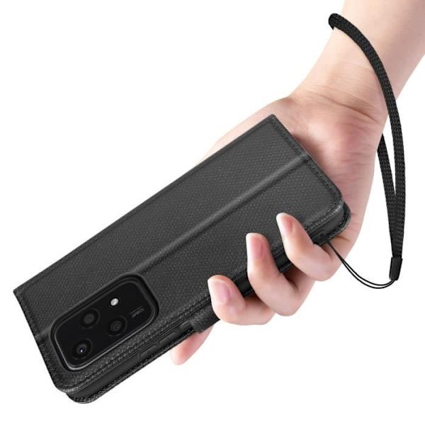 Etui för Honor 200 Lite - AVIZAR - Plånbok med Videostöd - Svart Korsmönster Svart