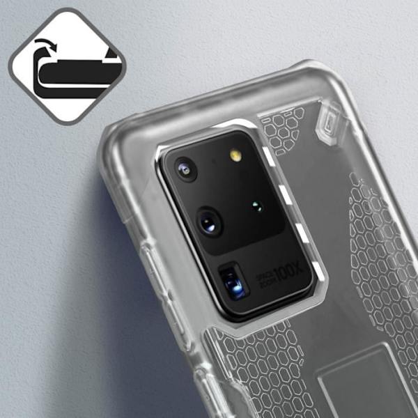Fodral för Samsung S20 Ultra Shockproof Mjuk förstärkt Honeycomb Transparent Svart vit