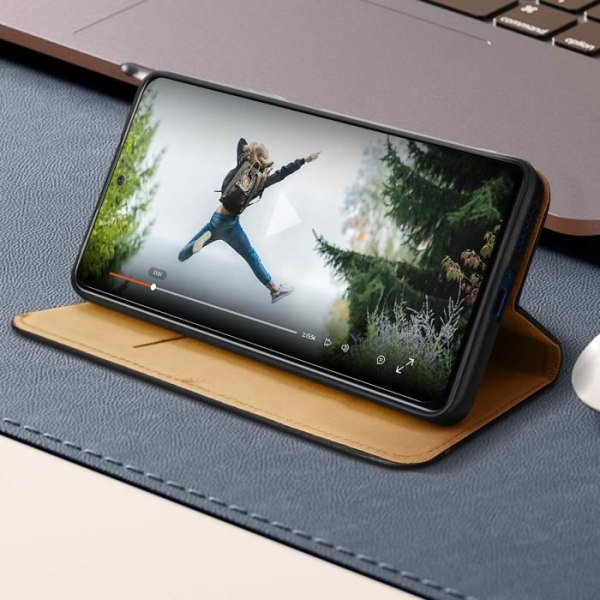 Fodral till Xiaomi Redmi Note 11 Pro 5G - AVIZAR - Läder - Korthållare - Videostöd - Svart Svart