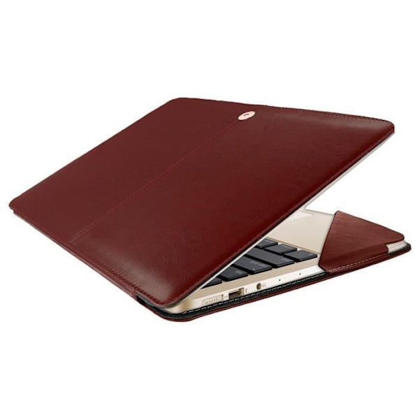 Hus till MacBook Air 13,3'' - AVIZAR - Plånboksfodral - Brunt Läder - Vintage - Magnetisk kastanj