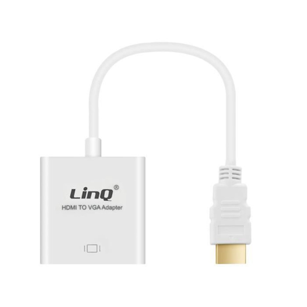 HDMI til VGA Adapter - LinQ - 1080P - Hvid - Han til Hun - Kompakt