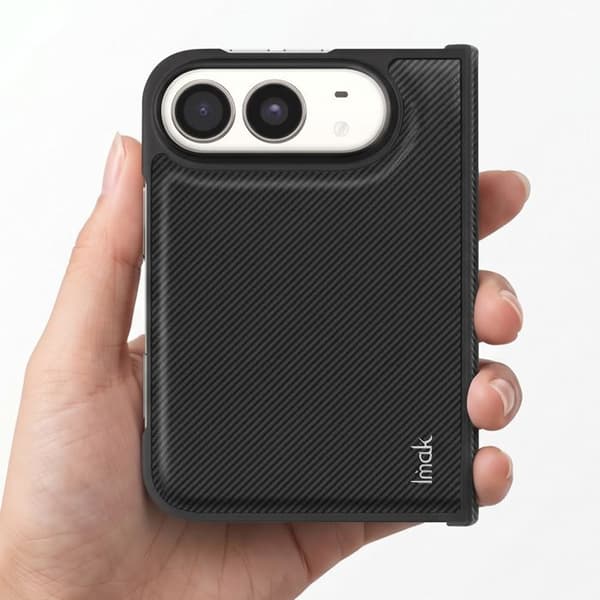 iPhone Duo Stødabsorberende Cover Ruiyi Læder Effekt Carbon Mønster iMak Sort Svart