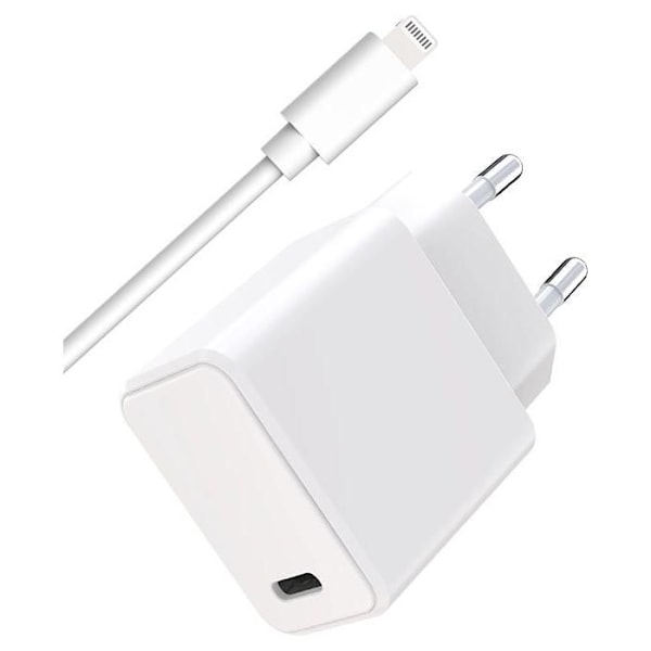 CS 20W USBC PD + Kaapeli C/MFI 1m Valkoinen