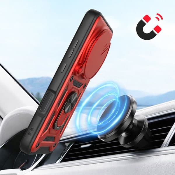 Coque Ring til Honor Magic 8 Pro med Skydelåg til Kamera Stødabsorberende Mayaxess Rød Röd