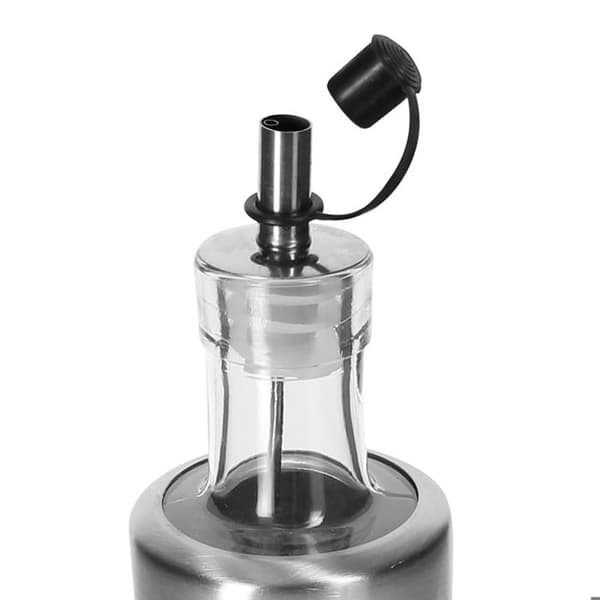 Rustfrit Stål Flasker - CHEFFINGER - 2x320ml - Glas og Børstet Rustfrit Stål - Metalholder - Drypfri Grå