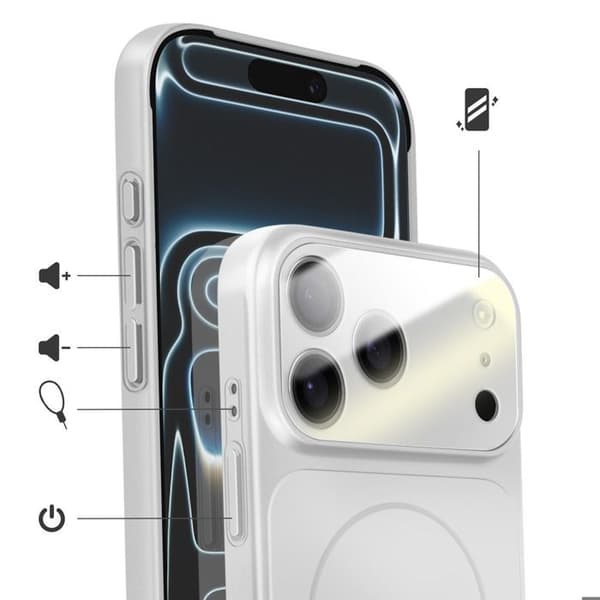 MagSafe-skal för iPhone 17 Pro Hårt med Glas Skydd Kamera Silver Grå