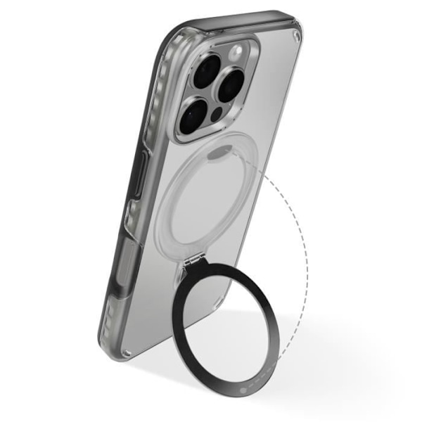 MagSafe-kuori iPhone 16 Pro Max: Iskunkestävä musta taittotuki. Svart