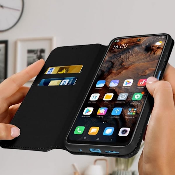Étui folio AVIZAR til Xiaomi Redmi 10 - Sort - Videostøtte funktion - Fuld beskyttelse Svart