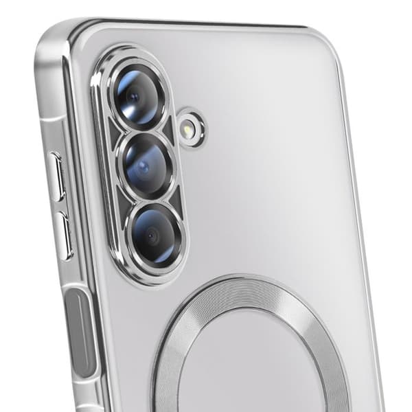 Coque til Galaxy A26 Kompatibel med MagSafe med Sølv Krom Kant Grå