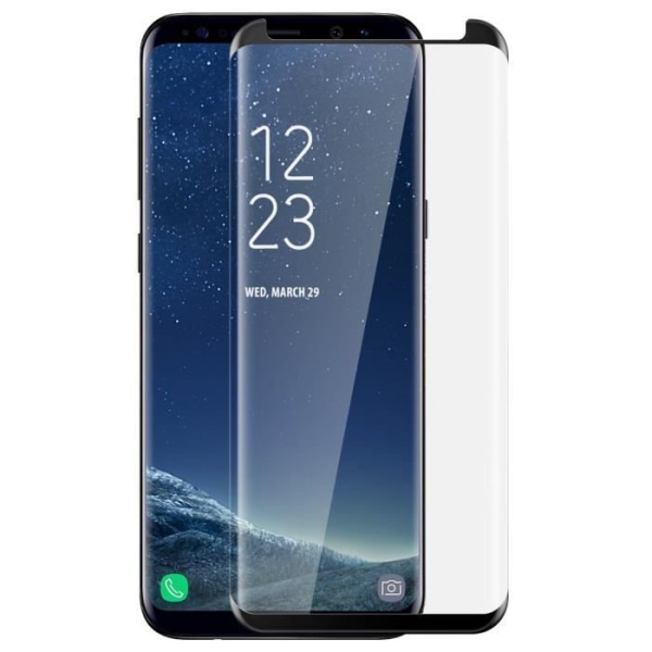 Beskyttelsesfilm - AVIZAR - Samsung Galaxy S8 - Hærdet glas - Buede kanter - Fuld beskyttelse Svart