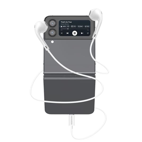 Trådade hörlurar - MAYAXESS - Galaxy Z Flip4 - USB-C - Inbyggd mikrofon - Vit Vit