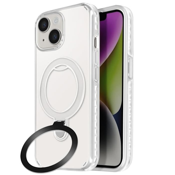 Coque MagSafe för iPhone 14 och 13 Stötsäker med Fällbart Stöd Vit Vit