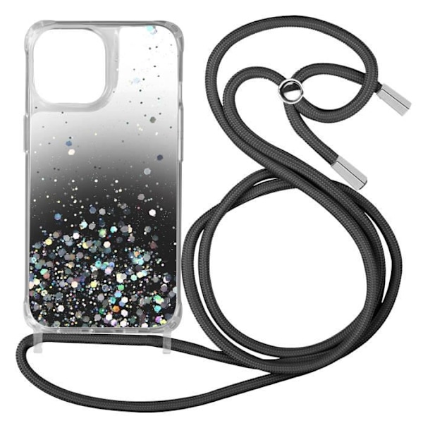 Coque - AVIZAR - iPhone 13 Pro Max - Glittrig Gradient Svart - Flexibel - Stötdämpande Gradient Svart