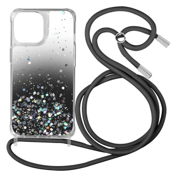 Glitterfodral iPhone 13 Pro Max Avtagbar sladd Stötsäker hörn Gradient Svart