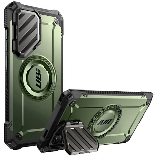 Coque MagSafe för Samsung S25 Ultra Stötsäker Kameraskydd Stativ Supcase Mörkgrön Grön