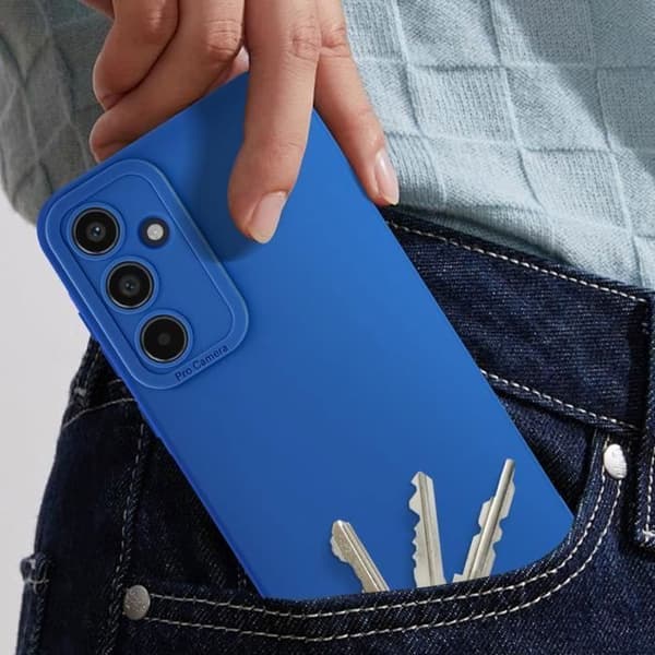 Coque - AVIZAR - Samsung Galaxy A55 5G - Silikone Mat - Forstærket kameraprotektion - Soft-touch Blå