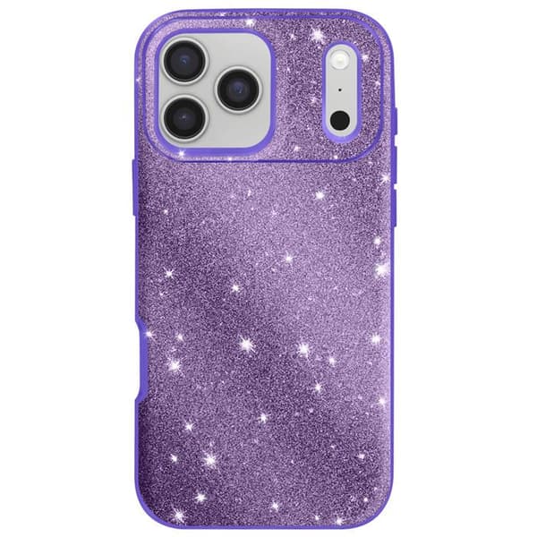 Cover til iPhone 17 Pro - AVIZAR - Bi-Materiale - Glitrende - Skærmbeskyttelse - Håndledsrem Lila