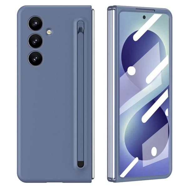 Cover til Galaxy Z Fold 8 Ultra 360° Fuld Mat Finish med Blå Stylus Blå