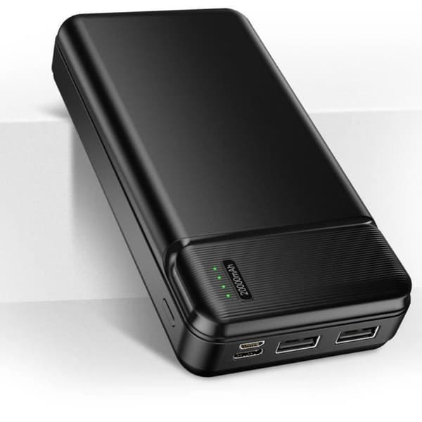 20000mAh backup batteri 2 USB 2.4A udgange Kompakt og let Maxlife Sort