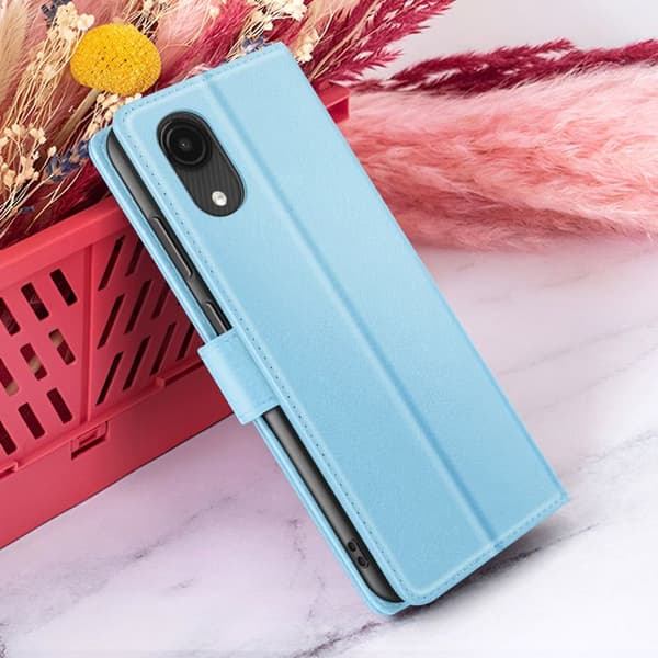 Pungetui - ZANAÉ - Galaxy A03 Core - Lys blå - Video støtte - Magnetisk flap Blå