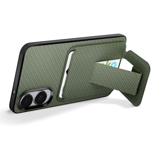 Coque Carbon til Samsung S25 Edge Silikone Kortholder Støtte Kaki Grön