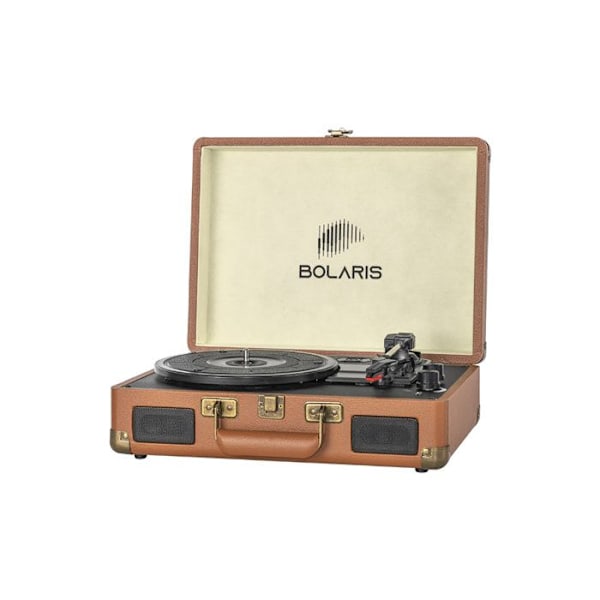 Bolaris 3 W Bluetooth-kannettava vinylilevysoitin ruskeilla kaiuttimilla kastanj