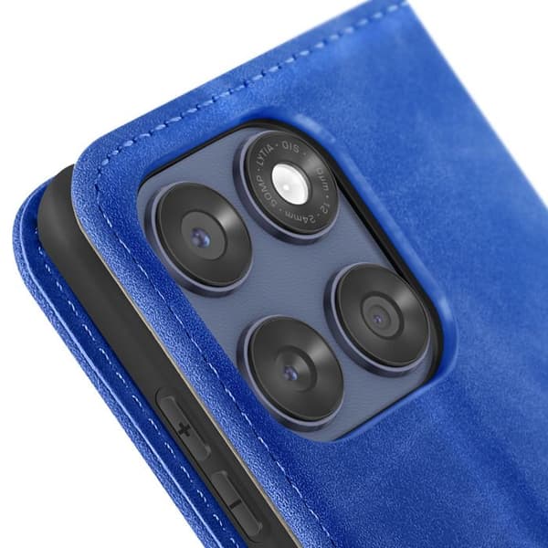 Housse Folio - Motorola Edge 60 - Syntetisk läder - Silikongel - Videostöd Blå