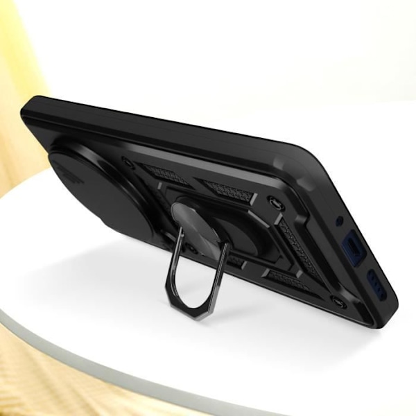 Coque til Xiaomi Redmi 14C med ringefunktion og skydelåg til kamera Mayaxess Sort Svart