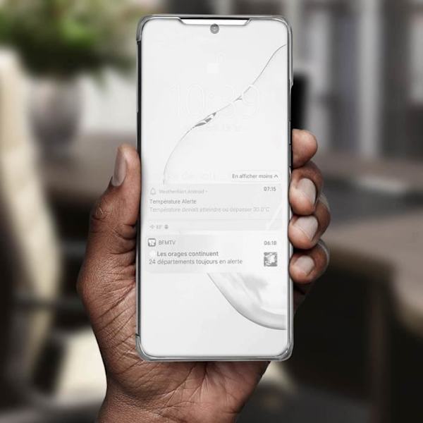 Hölster - AVIZAR - Samsung Galaxy Note 10 Lite - Spegel-effekt - Heltäckande Skydd - Stöd Funktion Silver