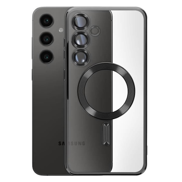 Coque MagSafe för Samsung Galaxy S24 FE Silikon Kontur Kromad Svart Svart