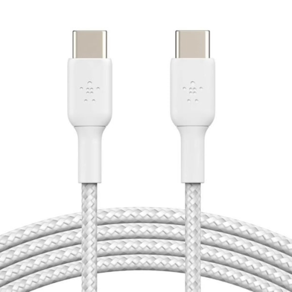 USB-C–USB-C-kaapeli 18 W:n virransyöttö Nylon-punottu 1 m Belkin valkoinen