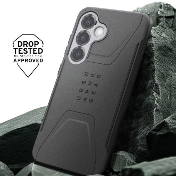 Coque til Samsung S25 Militærkvalitet Stødsikker 6m Civil UAG Sort Svart